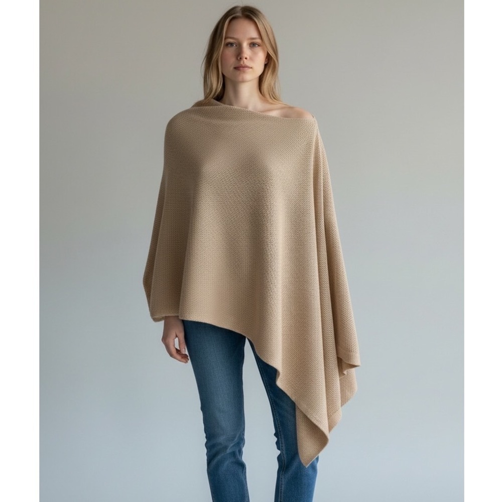 Quince Lightweight Cotton Cashmere Nursing Shawl Heather Oatmeal One Size NWT